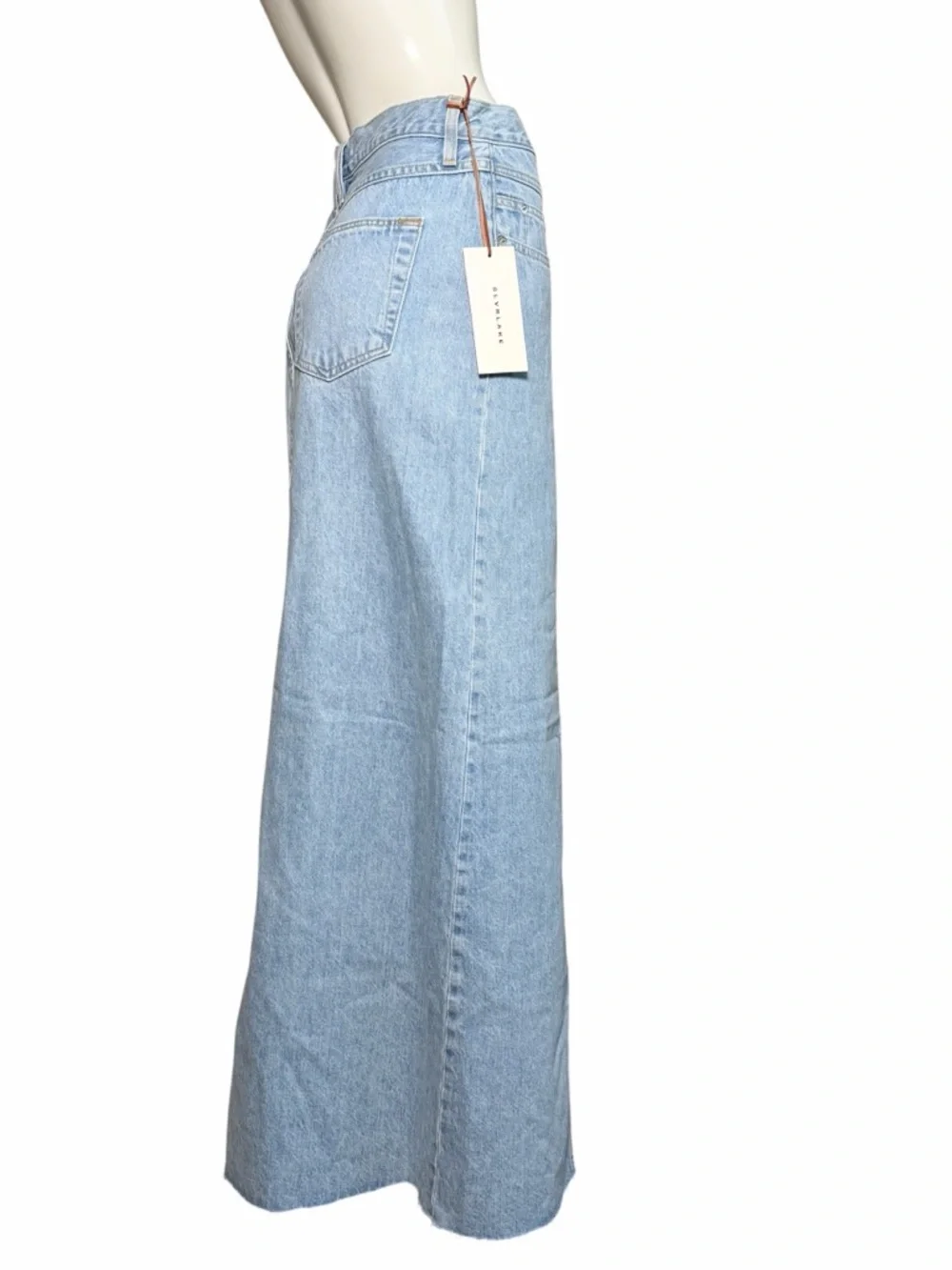 SLVRLAKE Dallas Jean Maxi Skirt 25 Front Slit Light Wash NWT Retails $299 - Picture 6 of 15